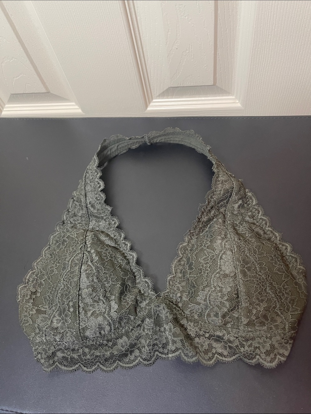Gilly Hicks Dark Olive Lace Halter Bralette